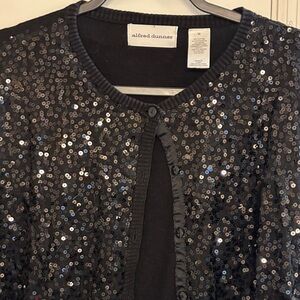 Alfred Dunner Sparkling Black Sequin Sweater